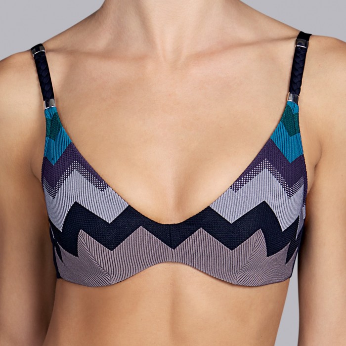 Ethnic print halter, triangle non padded Bikinis with wire Silver Musha - Bikinis Andres Sarda Print Swimwear 2019