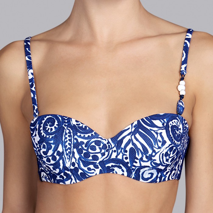 Blue Bikinis, strapless padded bikini top - Andres Sarda Swimwear Necker Blue 2019