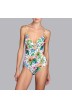 Tropical Swimsuits- Padded Tropicale print white Swimsuits Shelter tropical dots V , padded t-shirt, Andres Sarda , Summer 2019