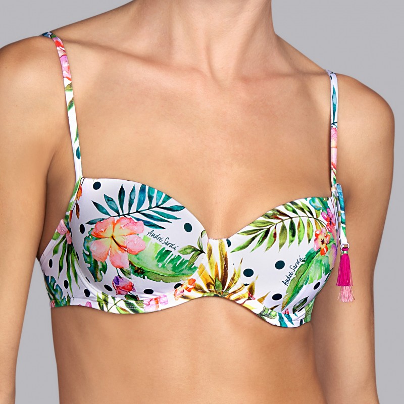 Bikinis tropical- Aro y espuma B, C, D Bikinis estampado tropical Shelter tropical dots, Andres Sarda, Verano 2019, cups
