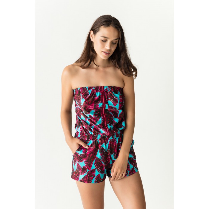 Tropical Print Jumpsuit,  Palm Spring pink flavor- Primadonna Big Sizes 2019