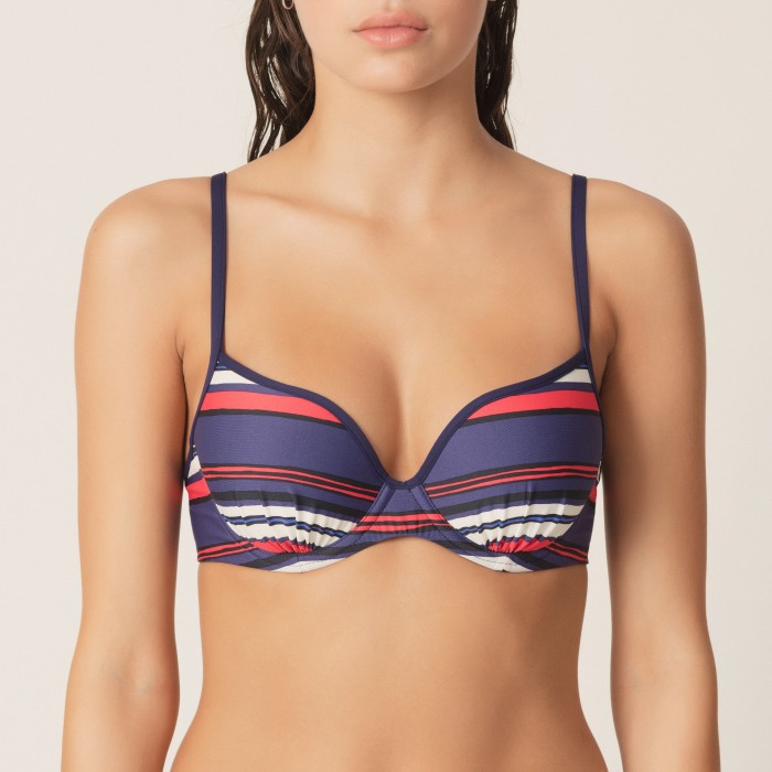 Padded Striped Bikinis , heart shape, blue, red, violet- Juliette portofine- Mj Bikinis
