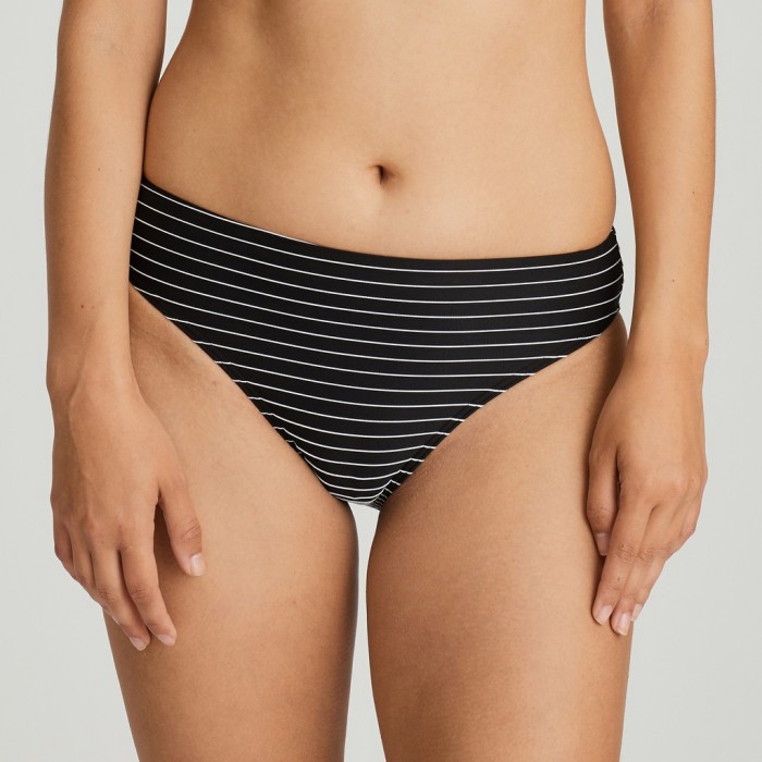 Culotte bikini rayé noire grandes tailles, culotte bikini, Primadonna Sherry noir 2020, jusqu'à la taille 46