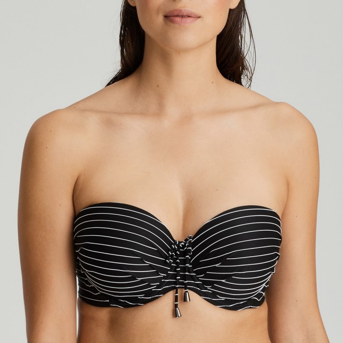 Bikini bandeau rayé noir grandes tailles, bandeau, Primadonna Sherry noir grandes tailles 2020, jusqu'à bonnet E, F, G