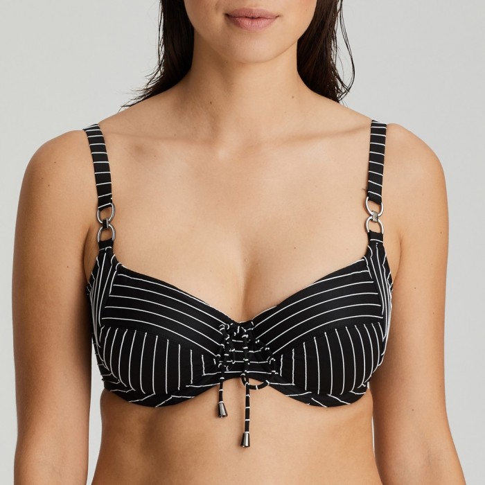 Bikini à armature rayé noir grandes tailles, Primadonna Sherry noir grandes tailles 2020, jusqu'à bonnet E, F, G