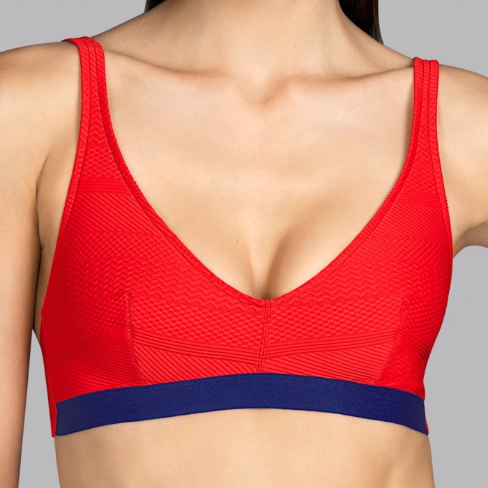 Bikini triángulo halter sin relleno rojo Fiera escarlata Andres Sarda, 2 posiciones - Bikini triángulo Mod rojo 2020