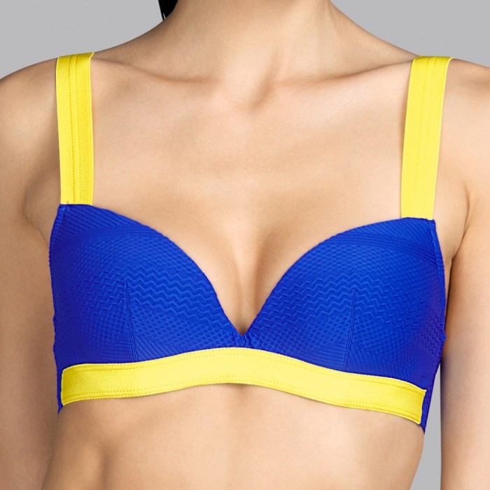 Bikini con relleno azul y amarillo Andres Sarda - Bikini con relleno Mod azul y amarillo 2020