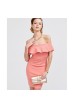 Guess coral dress with ruffle and Mexican neckline- Goioa Guess sweater dress