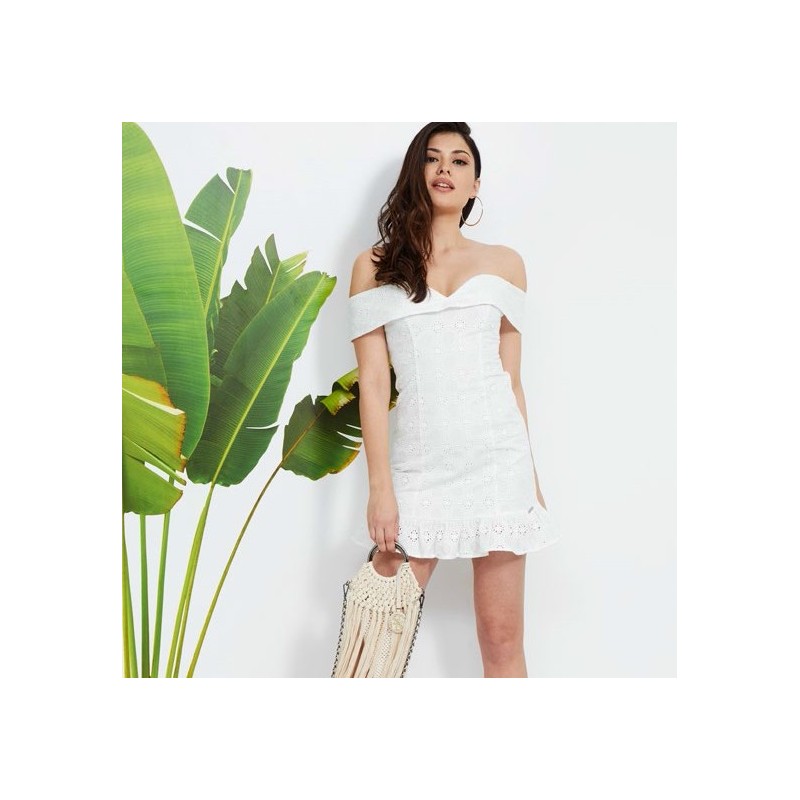 Vestido blanco guipur Unas1- Compra Guess Verano 2020 Krin white