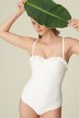 Frill Padded Bandeau White Swimsuits- White padded and bandeau Celine natural Swimsuits 2020