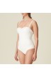 Frill Padded Bandeau White Swimsuits- White padded and bandeau Celine natural Swimsuits 2020