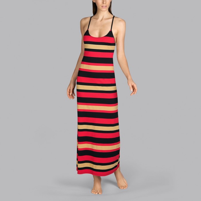 Robe longue de plage- pareo noir rayé rouge Andres Sarda- Pareo Pop robe Flame 2020