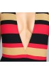 Black striped red and beige swimsuit with back and front neckline Andres Sarda - Pop Black Flame 2020 low cut swimsuit