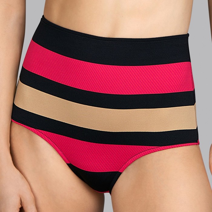 Black striped red and beige bikini Andres Sarda, high brief - Pop Black Flame 2020 high brief bikini