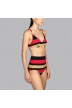 Bikini triángulo halter sin relleno y con aro negro a rayas rojas y beige Andres Sarda - Bikini triángulo Pop Llama negra 2020