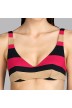 Bikini triángulo halter sin relleno y con aro negro a rayas rojas y beige Andres Sarda - Bikini triángulo Pop Llama negra 2020