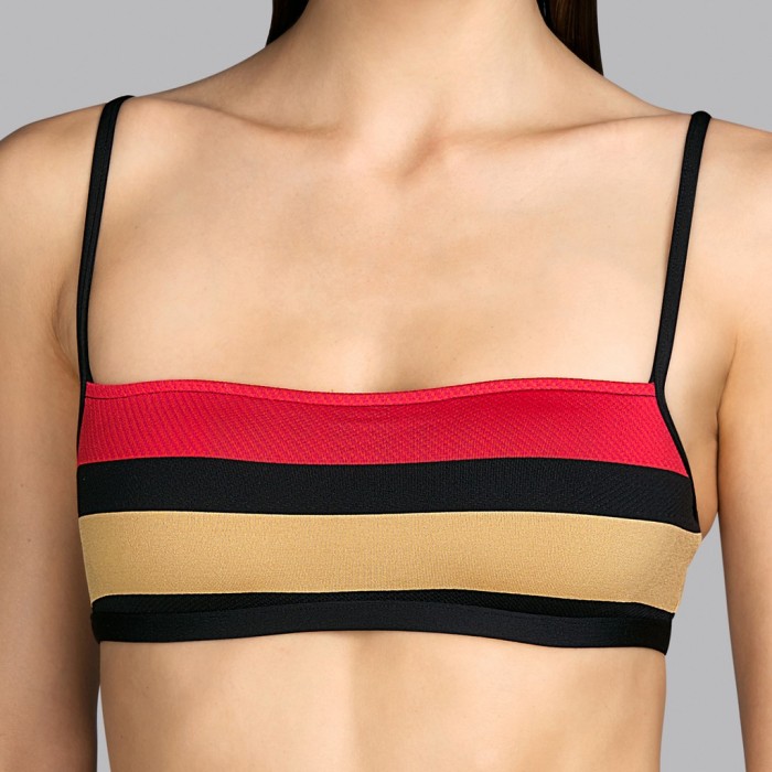 Black bikini striped red and beige Andres Sarda - Bikini Pop Black Flame 2020
