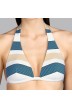 Bikini triángulo con relleno blanco a rayas azul y beige Andres Sarda - Bikini triángulo con relleno Pop sky 2020