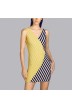 Beach dress- yellow striped pareo Andres Sarda- Yellow, toffe and navy blue Pareo Naif dress 2020
