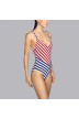 Padded Red swimsuit Andres Sarda  triangle  neckline - striped Red, blue and white Naif padded swimsuit 2020