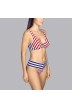 Bikini triángulo halter sin relleno y con aro rojo a rayas Andres Sarda - Bikini triángulo Naif rojo, azul y blanco 2020
