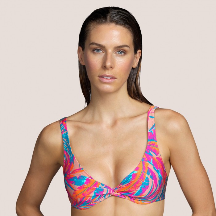 Bikini top rosa con aro ANDRES SARDA- Lamarr Tropical Sand Baño mujer 2021- Bikinis mujer 2021 espuma, estampado tropical, B-E
