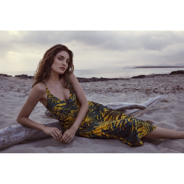 Vestido largo amarillo estampado tropical ANDRES SARDA- Lamarr Amarillo, Vestidos de playa mujer 2021- Vestido largo verano