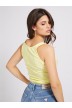 Débardeur jaune côtelé moulante GUESS- ARLENE TANK TOP logo strass GUESS- Online T-SHIRTS Femme