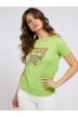 Camiseta verde manga corta Guess- Camiseta verde logo GUESS SS CN ICON TEE pedrería