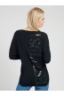 T-shirt noir manches longues logo- LS KAROLINA TEE SHIRTS Femme col bateau GUESS- Online