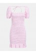 GUESS Pink Gingham mini dress- AIDA DRESS short sleeve ruched mini DRESSES-SKIRTS Women GUESS- Online