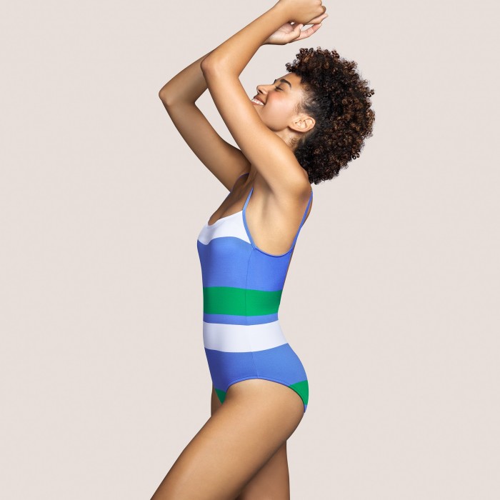 Blue striped soft padded swimsuit ANDRES SARDA, square neckline- ELSA BLUE Swimsuits padded Swimwear 2021