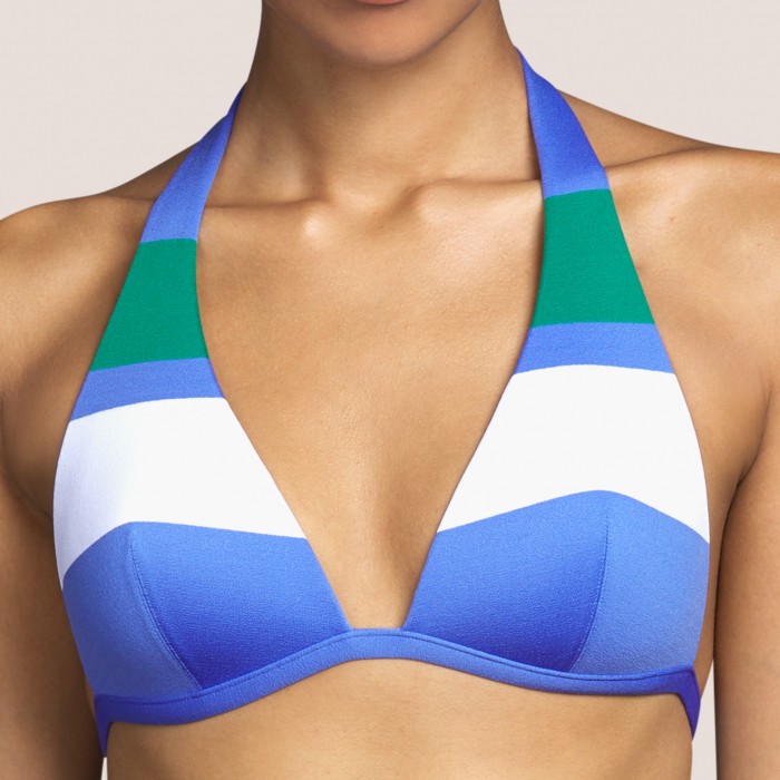 Haut maillot bain triangle halter bleu rayé ANDRES SARDA, triangle rembourré- ELSA BLEU  Bikinis triangle 2021