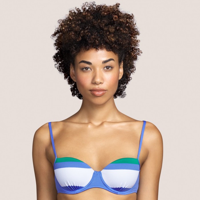 Bikini azul rayas ANDRES SARDA, bikini con relleno y aros - ELSA AZUL  Bikinis balconette Baño mujer 2021