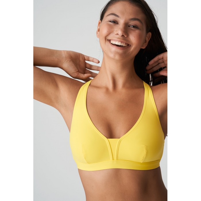 Bikini triángulo amarillo relleno extraíble tallas grandes, bikini top Primadonna Holiday Amarillo tallas grandes 2021