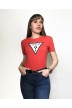 Camiseta roja logo triángulo GUESS- SS CN ORIGINAL TEE algodón rojo CAMISETAS Mujer GUESS- Online