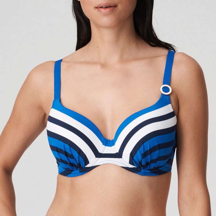 Bikini azul rayas aros y relleno tallas grandes PrimaDonna- Polynesia Baño Azul Bikini reductor 2021