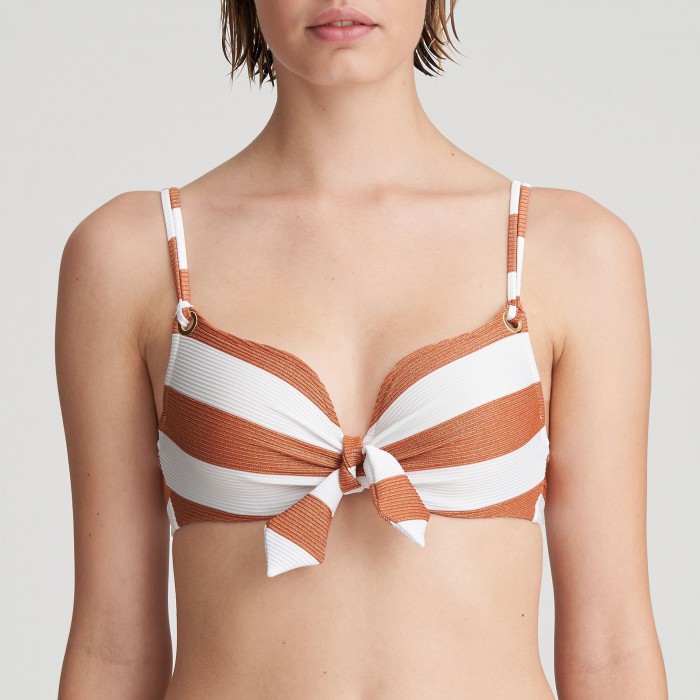 Padded Striped White Bikini...