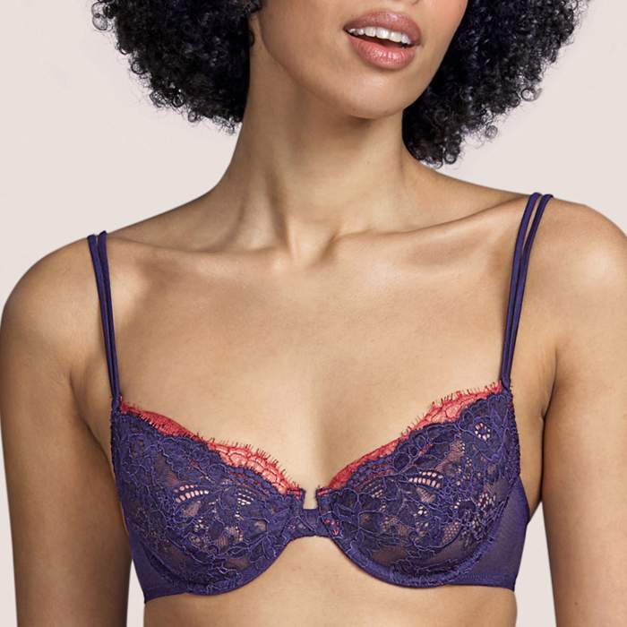 Blue wired bra, b, c, cup, Andres Sarda, Lace Wired  Bra,  b, c, cups , Blue Margaret Evening blue ,  Andres sarda 2021
