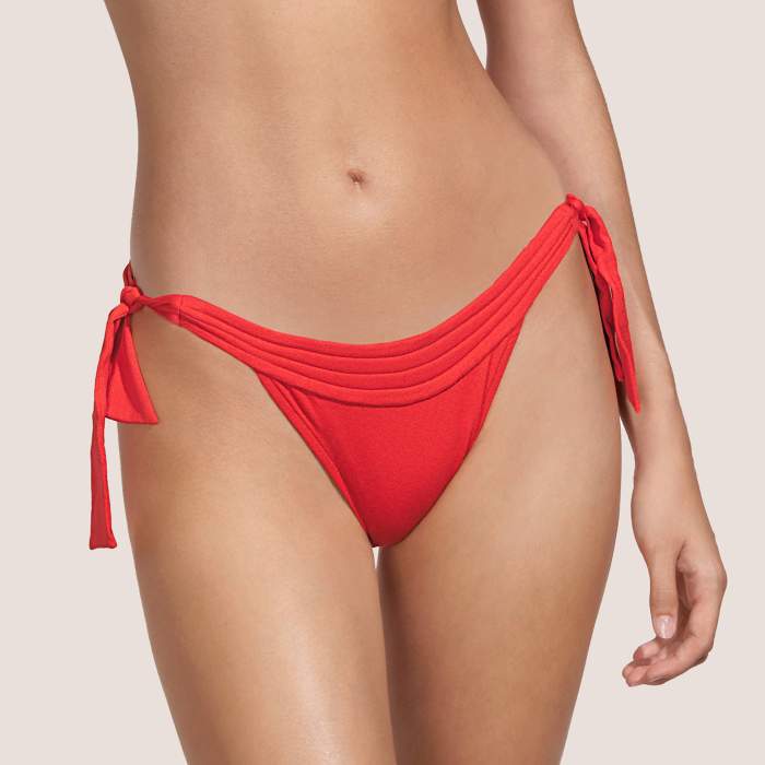 Red side tie bottom Bikini...